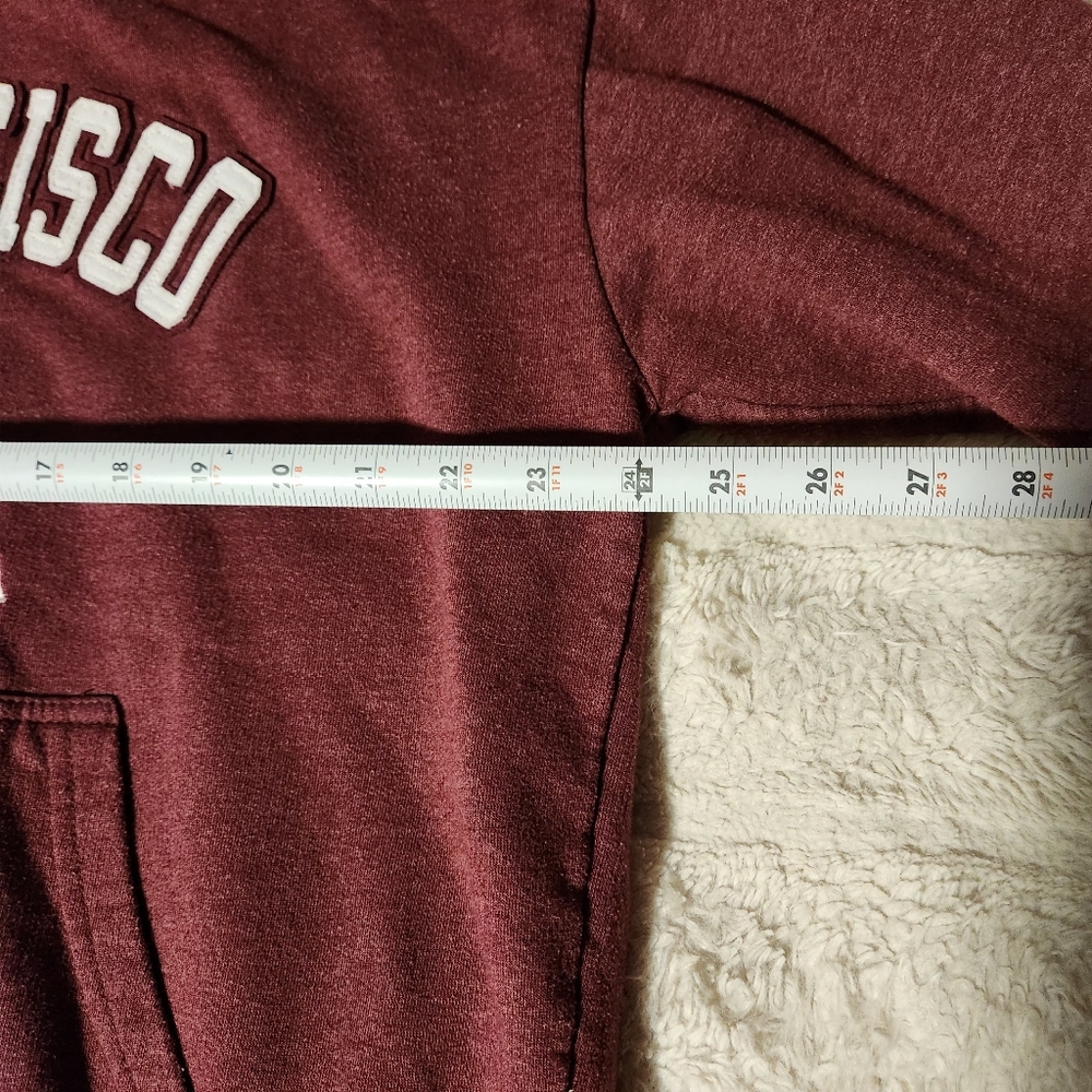 Obsi Sweatshirt Mens Sz XL  Maroon  Fleece Hoodie San Francisco Spell Out - Picture 5 of 7